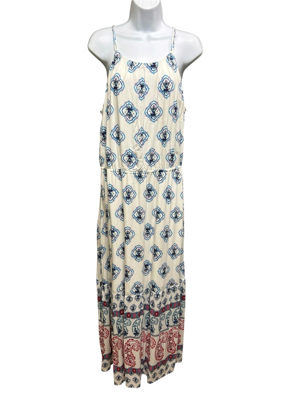 Maurices Spaghetti Strap Lined Floral Medallion Maxi Dress Size L